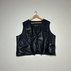 Street Steel Leather Vest Men 5X Biker Moto Button Up Black Y2K Punk Rock Rider